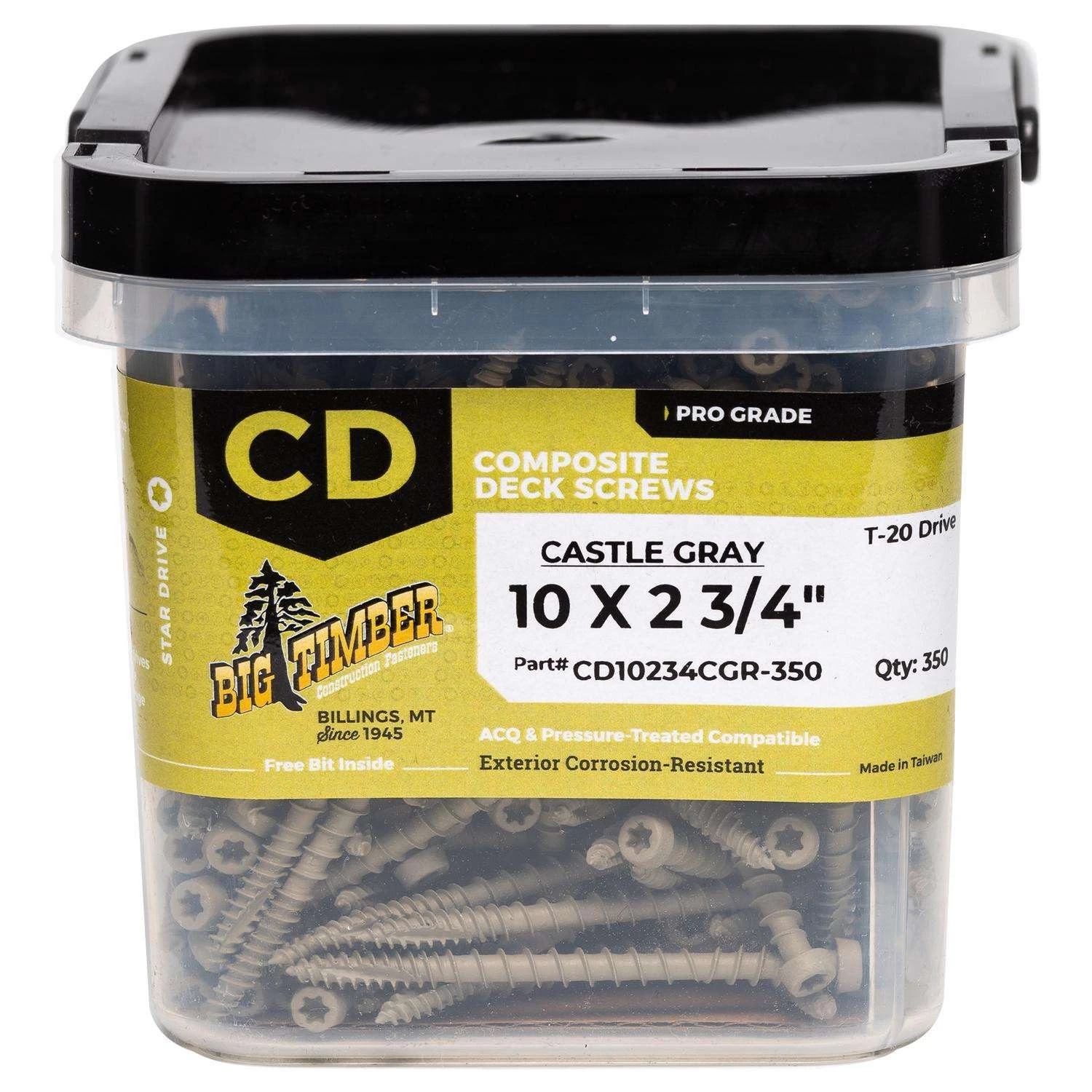 Big Timber No. 10 X 2-3/4 In. L Castle Gray Star Trim Head Composite Deck Screws 20 Lb 350 Pk 1 Big Timber No. 10 X 2-3/4 In. L Castle Gray Star Trim Head Composite Deck Screws 20 Lb 350 Pk