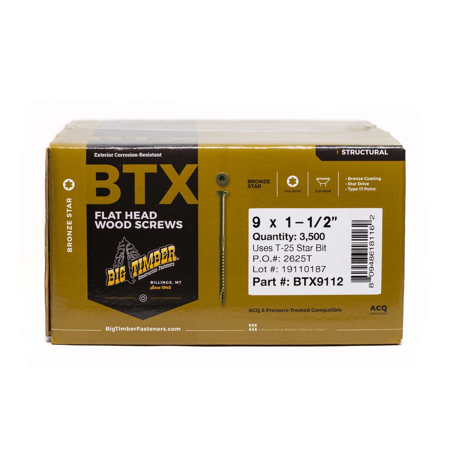 Big Timber No. 9 X 1-1/2 In. L Star Bronze Wood Screws 3500 Pk 2 Big Timber No. 9 X 1-1/2 In. L Star Bronze Wood Screws 3500 Pk - Image 2