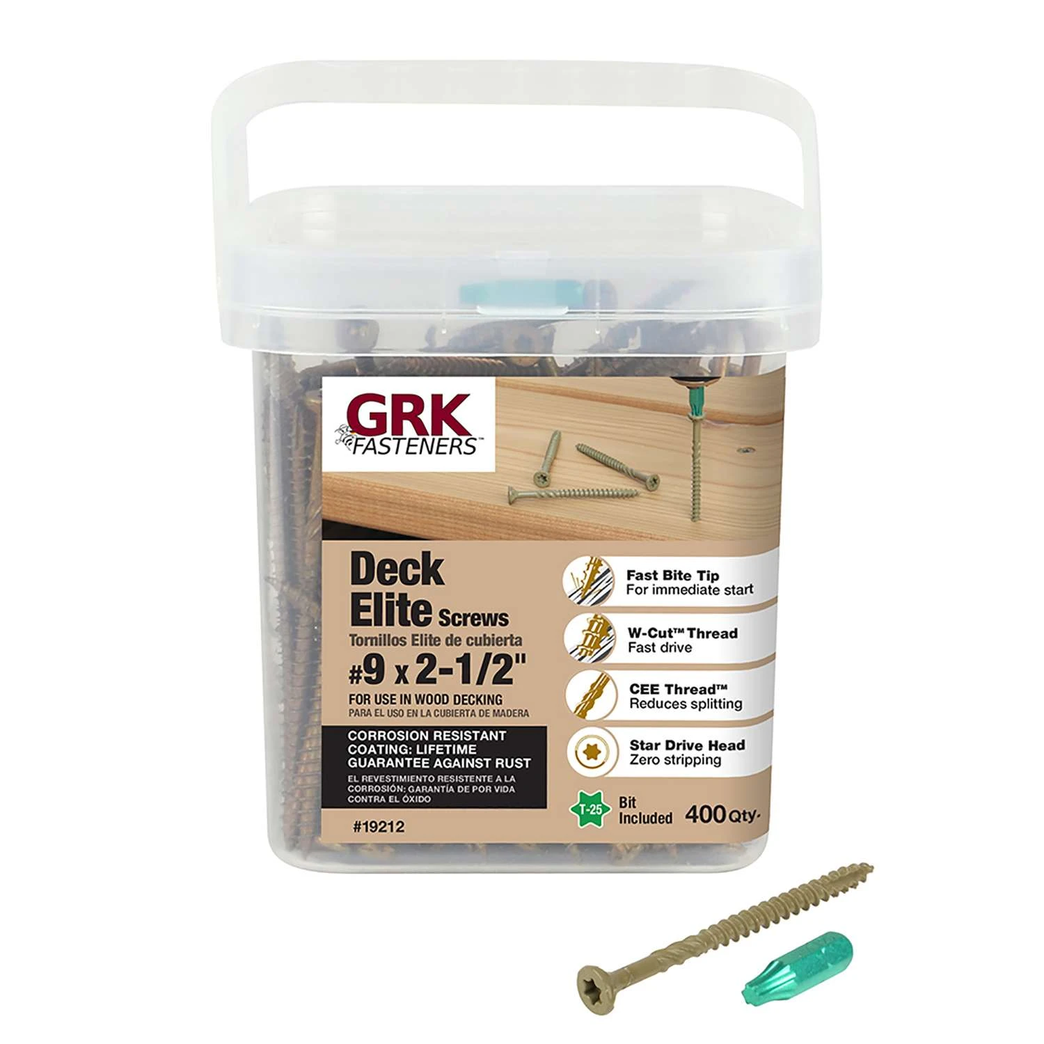 GRK Fasteners Deck Elite No. 9 X 2-1/2 In. L Tan Star Bugle Head Deck Screws 400 Pk 1 GRK Fasteners Deck Elite No. 9 X 2-1/2 In. L Tan Star Bugle Head Deck Screws 400 Pk