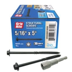 Grip-Rite 5/16 In. Wire X 5 In. L Star Hex Washer Head Structural Screws 50 Pk