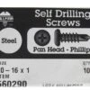 Hillman No. 10-16 X 1 In. L Phillips Pan Head Self- Drilling Screws 100 Pk
