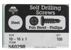Hillman No. 10-16 X 1 In. L Phillips Pan Head Self- Drilling Screws 100 Pk
