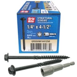 Grip-Rite 1/4 In. Wire X 4-1/2 In. L Star Hex Washer Head Structural Screws 50 Pk