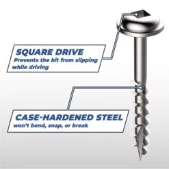 Kreg No. 8 X 1-1/2 In. L Square Zinc-Plated Pocket-Hole Screw 1200 Ct 7 Kreg No. 8 X 1-1/2 In. L Square Zinc-Plated Pocket-Hole Screw 1200 Ct -Hil Screws Shop 29ecf943 a5d2 4780 829a aff53b5168ce