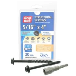 Grip-Rite 5/16 In. Wire X 4 In. L Star Hex Washer Head Structural Screws 20 Pk