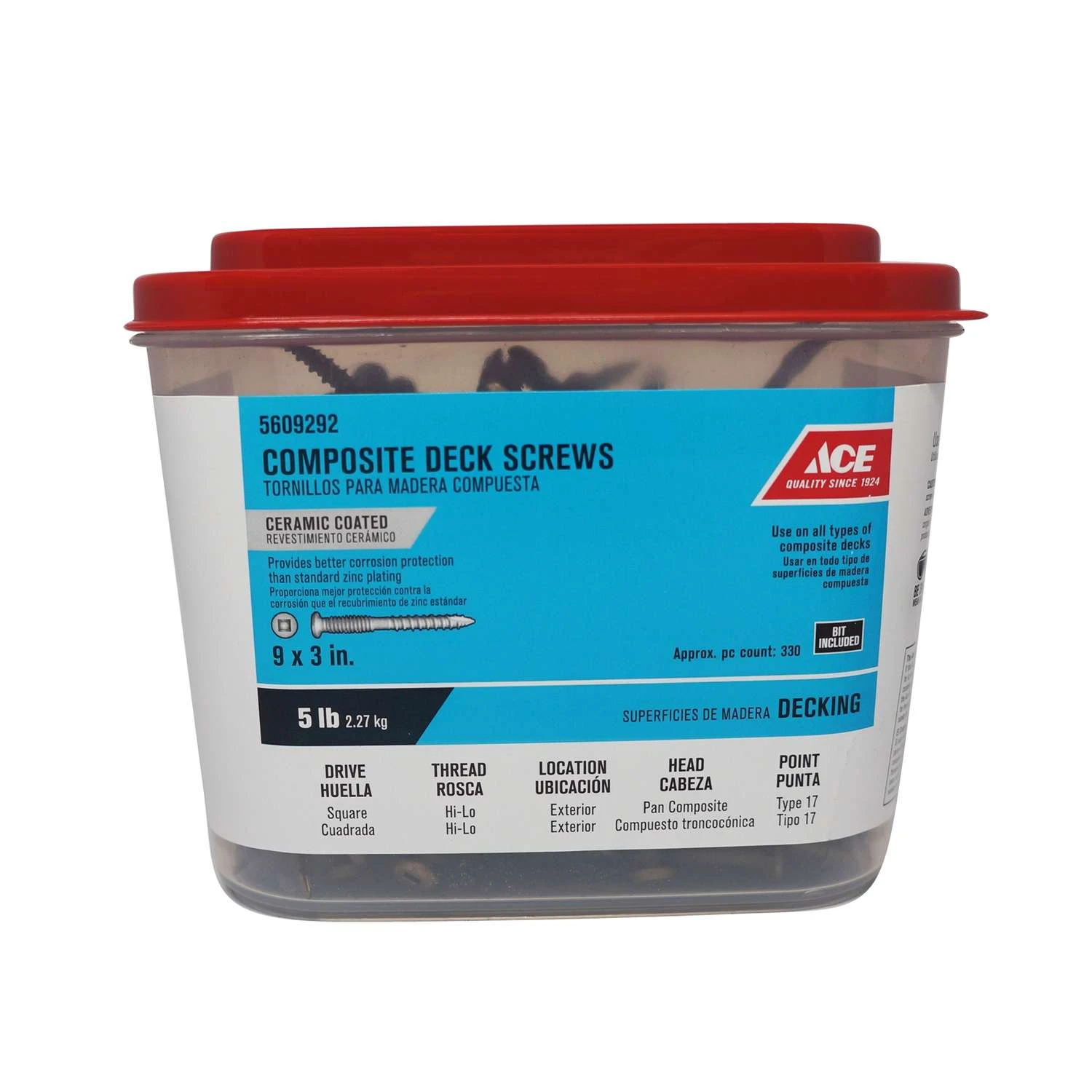 Ace No. 9 X 3 In. L Square Pan Head Composite Deck Screws 5 Lb 329 Pk 1 Ace No. 9 X 3 In. L Square Pan Head Composite Deck Screws 5 Lb 329 Pk