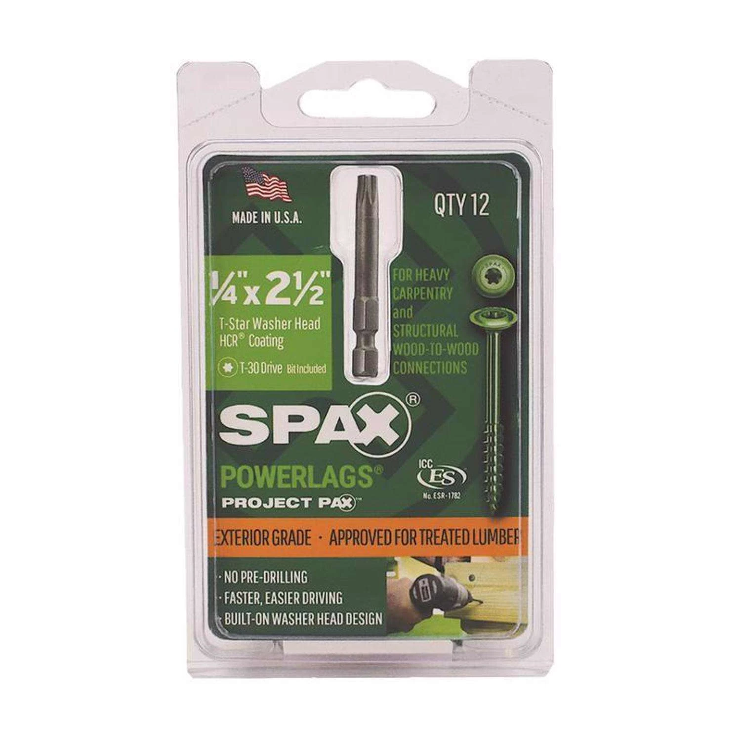 SPAX PowerLag 1/4 In. In. X 2-1/2 In. L T-30 Washer Head Structural Screws 12 Pk 2 SPAX PowerLag 1/4 In. In. X 2-1/2 In. L T-30 Washer Head Structural Screws 12 Pk - Image 2