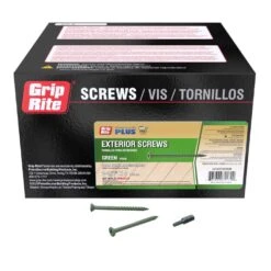 Grip-Rite PrimeGuard Plus No. 9 Wire X 2-1/2 In. L Green Star Flat Head Deck Screws 2500 Pk