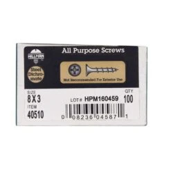 Hillman No. 8 X 3 In. L Phillips Yellow Zinc-Plated Wood Screws 100 Pk