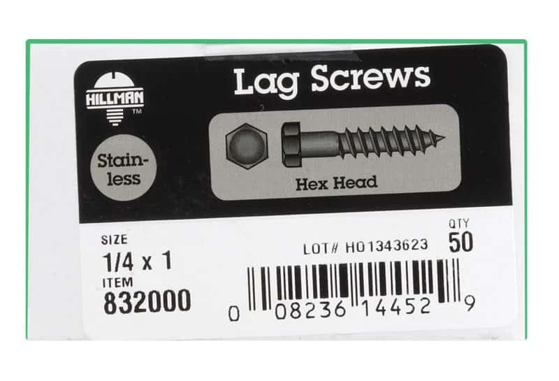 Hillman 1/4 In. X 1 In. L Hex Stainless Steel Lag Screw 50 Pk 2 Hillman 1/4 In. X 1 In. L Hex Stainless Steel Lag Screw 50 Pk - Image 2