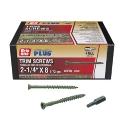 Grip-Rite PrimeGuard Plus No. 9 Wire X 2-1/4 In. L Green Star Trim Head Deck Screws 1 Lb
