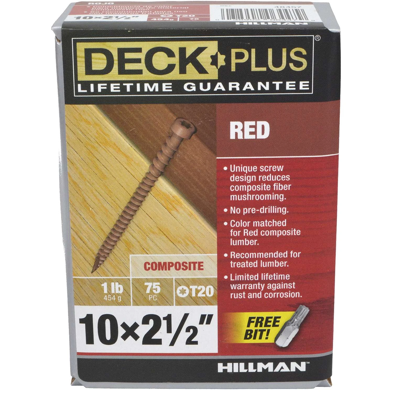 Hillman Deck Plus No. 10 X 2-1/2 In. L Red Star Flat Head Composite Deck Screws 1 Lb 3 Hillman Deck Plus No. 10 X 2-1/2 In. L Red Star Flat Head Composite Deck Screws 1 Lb - Image 3