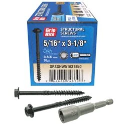 Grip-Rite 5/16 In. Wire X 3-1/8 In. L Star Hex Washer Head Structural Screws 50 Pk