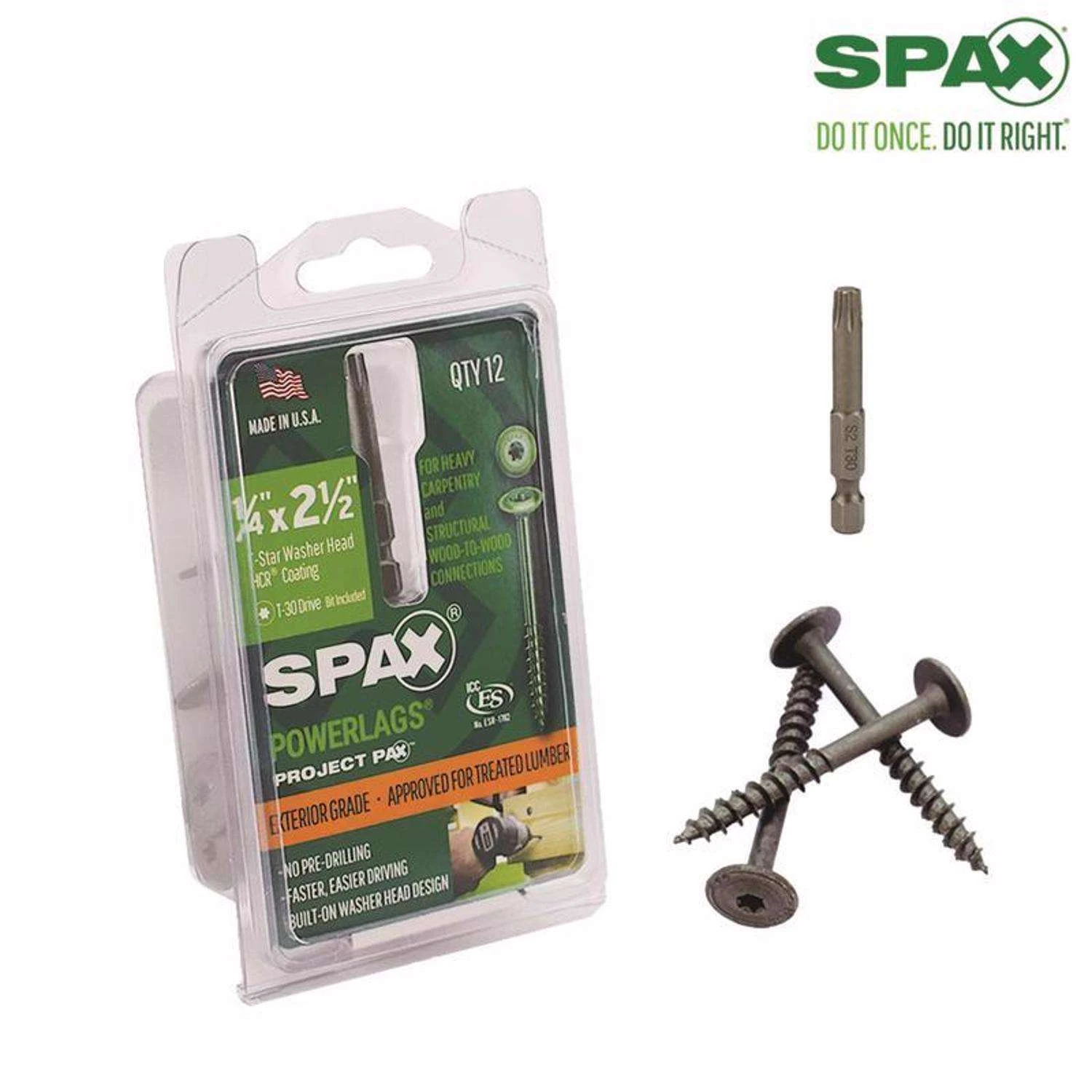 SPAX PowerLag 1/4 In. In. X 2-1/2 In. L T-30 Washer Head Structural Screws 12 Pk 1 SPAX PowerLag 1/4 In. In. X 2-1/2 In. L T-30 Washer Head Structural Screws 12 Pk