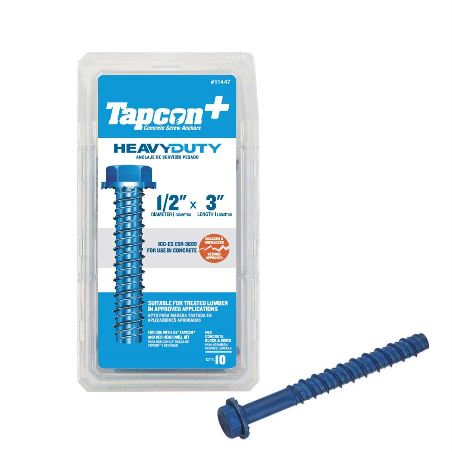 Tapcon 1/2 In. X 3 In. L Hex Drive Hex Washer Head Concrete Screws 10 Pk 1 Tapcon 1/2 In. X 3 In. L Hex Drive Hex Washer Head Concrete Screws 10 Pk