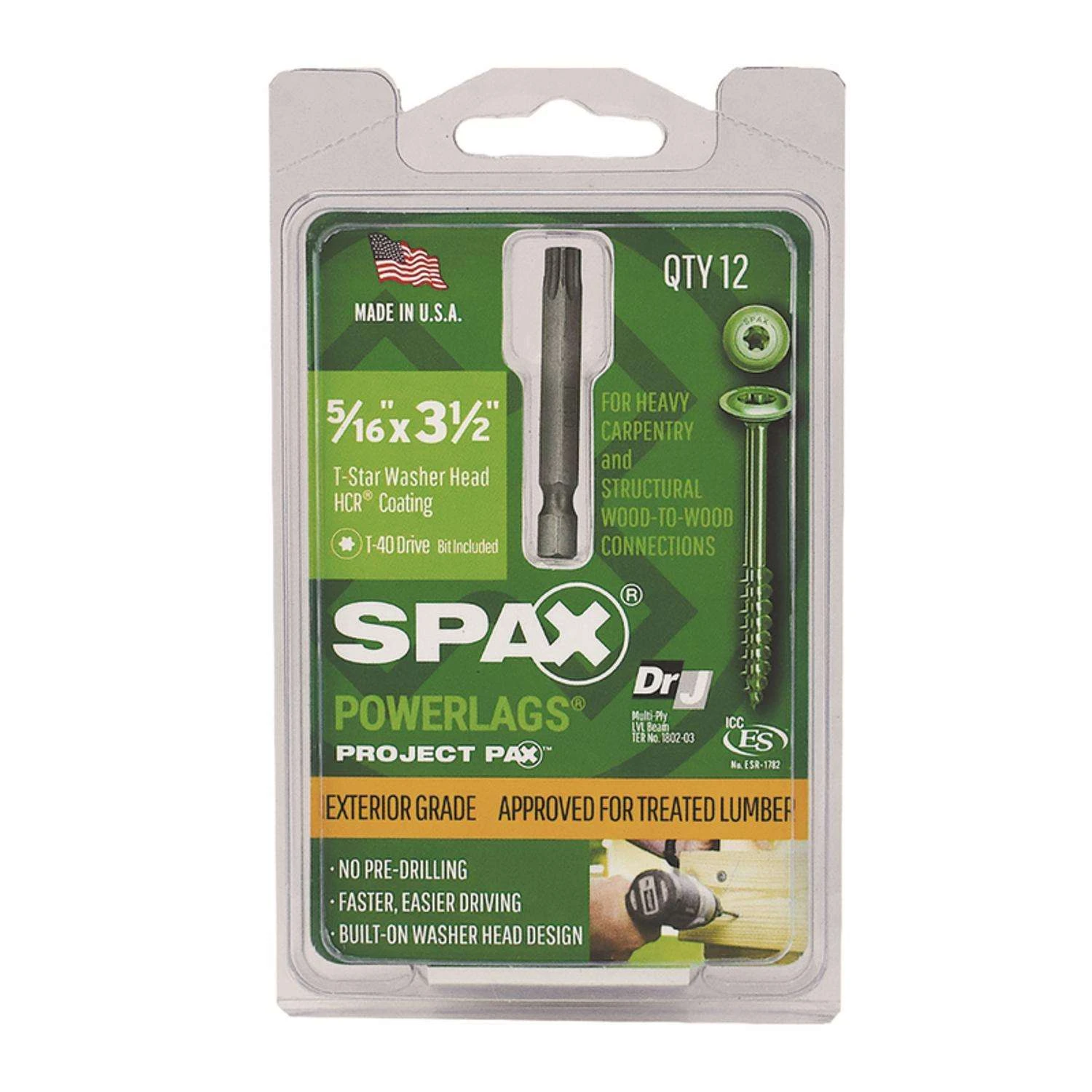 SPAX PowerLag 5/16 In. In. X 3.5 In. L T-40 Washer Head Structural Screws 12 Pk 1 SPAX PowerLag 5/16 In. In. X 3.5 In. L T-40 Washer Head Structural Screws 12 Pk