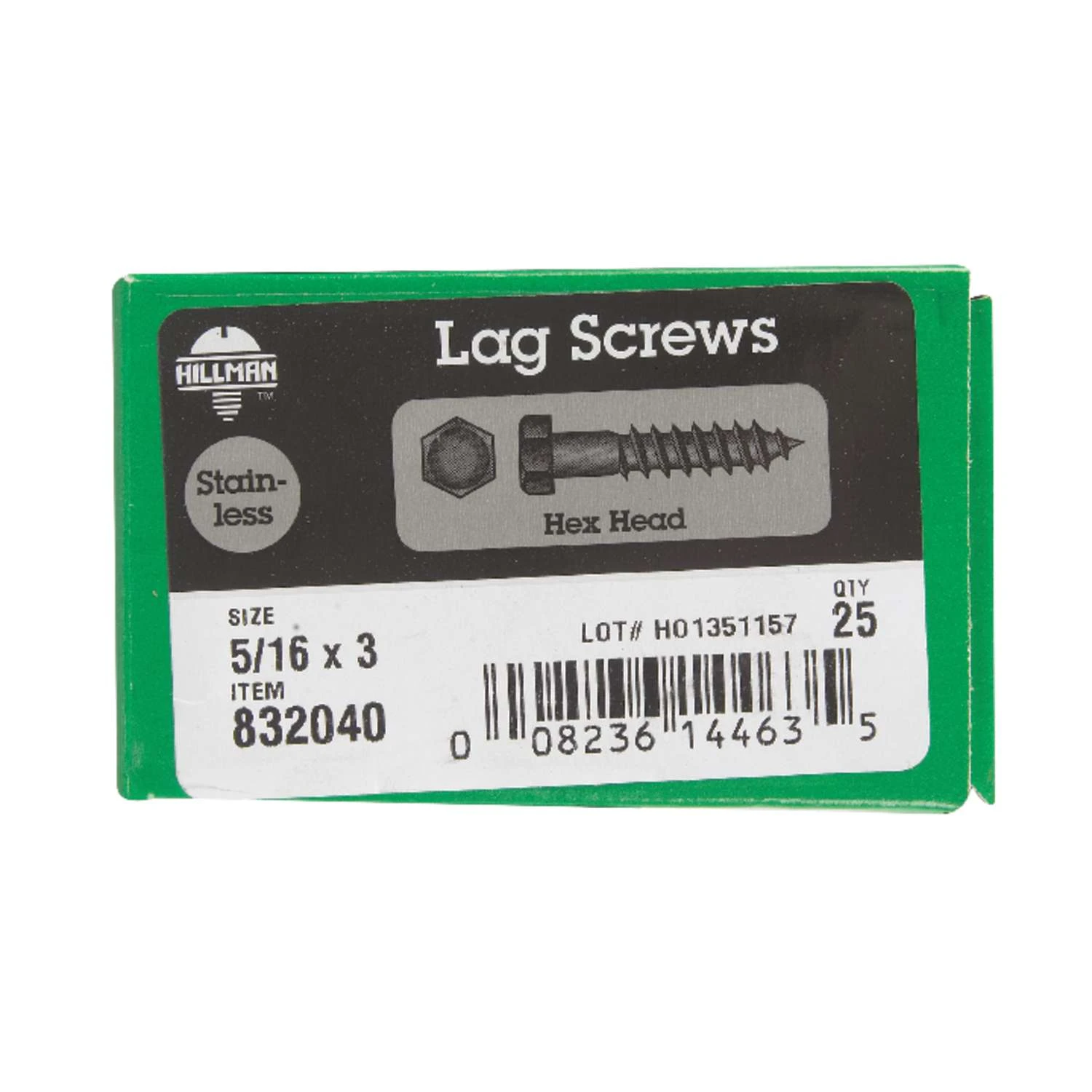 Hillman 5/16 In. X 3 In. L Hex Stainless Steel Lag Screw 25 Pk 2 Hillman 5/16 In. X 3 In. L Hex Stainless Steel Lag Screw 25 Pk - Image 2