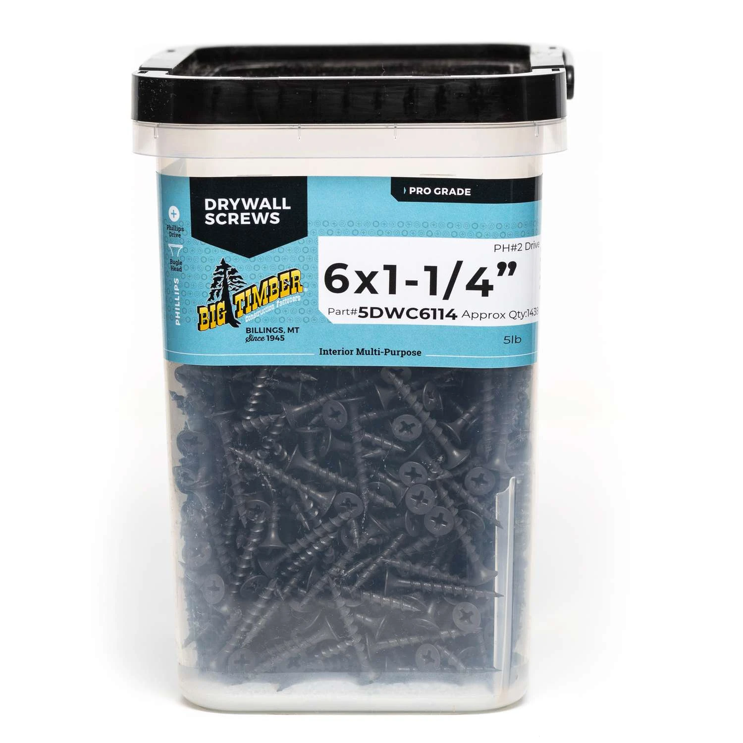 Big Timber No. 6 Ga. X 1-1/4 In. L Phillips Drywall Screws 5 Lb 1430 Pk 2 Big Timber No. 6 Ga. X 1-1/4 In. L Phillips Drywall Screws 5 Lb 1430 Pk - Image 2
