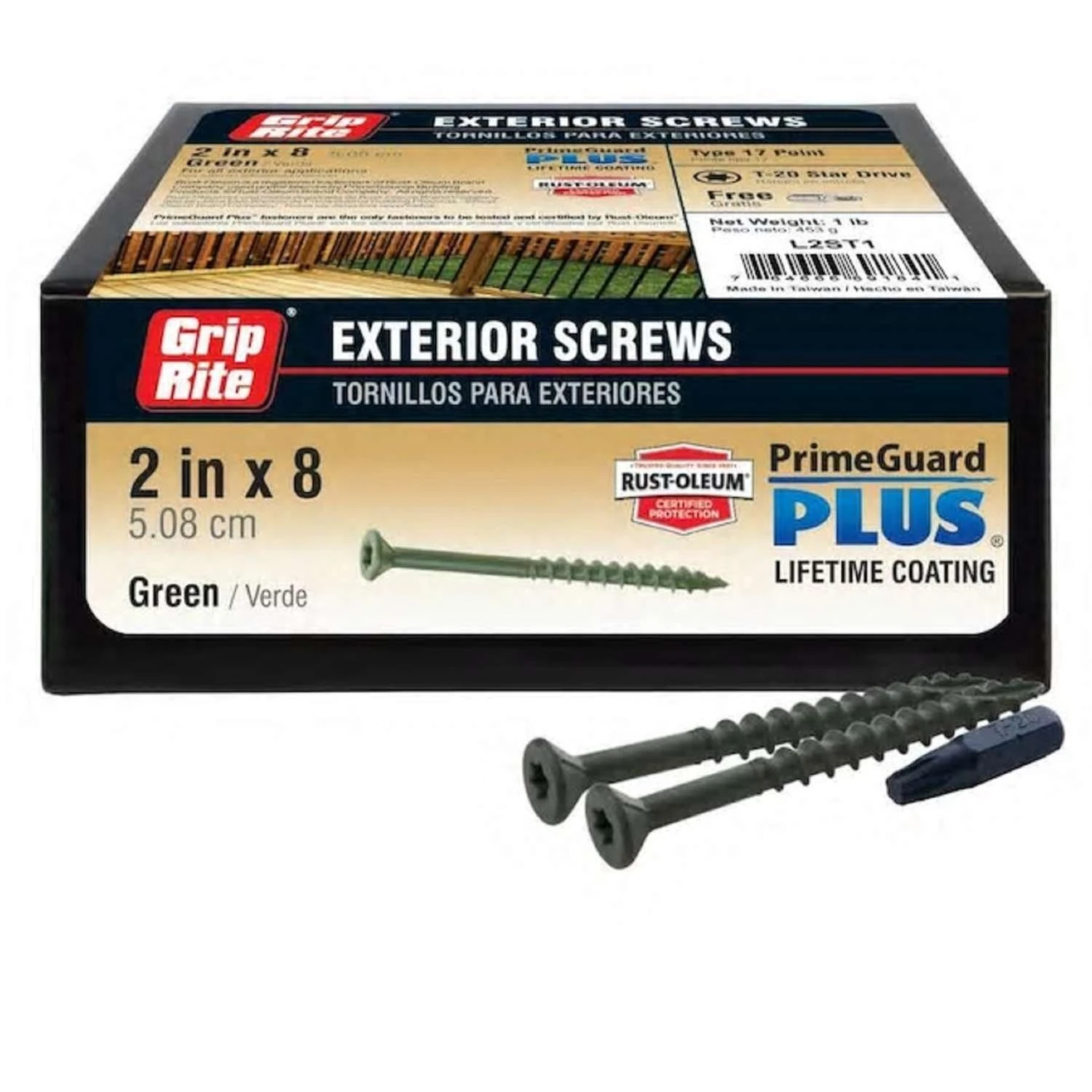 Grip-Rite PrimeGuard Plus No. 8 Wire X 2 In. L Green Star Bugle Head Deck Screws 1 Lb 72 Pk 2 Grip-Rite PrimeGuard Plus No. 8 Wire X 2 In. L Green Star Bugle Head Deck Screws 1 Lb 72 Pk - Image 2