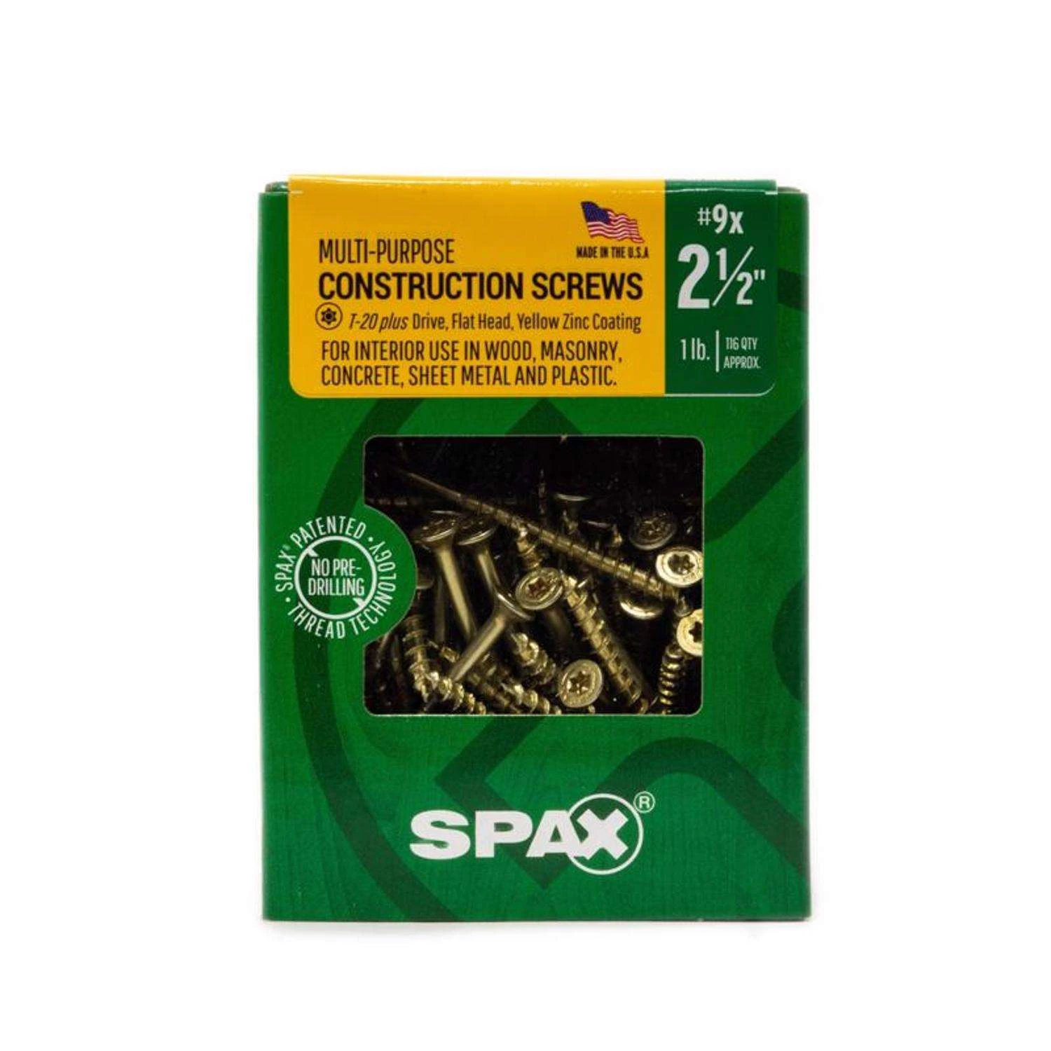 SPAX Multi-Material No. 9 In. X 2-1/2 In. L T-20+ Flat Head Construction Screws 1 Lb 116 Pk 3 SPAX Multi-Material No. 9 In. X 2-1/2 In. L T-20+ Flat Head Construction Screws 1 Lb 116 Pk - Image 3