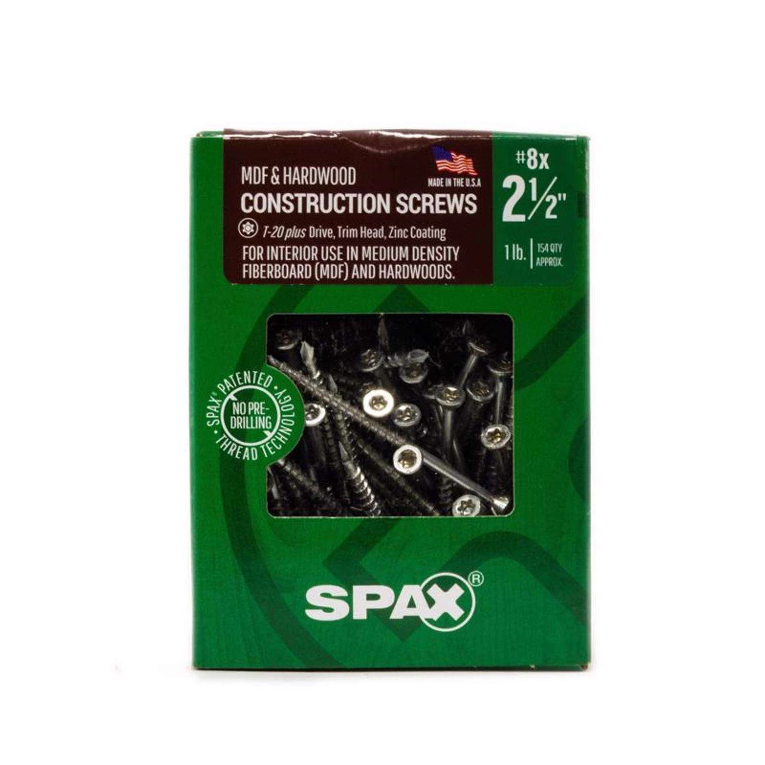 SPAX MDF No. 8 In. X 2-1/2 In. L T-20+ Trim Head Construction Screws 1 Lb 154 Pk 3 SPAX MDF No. 8 In. X 2-1/2 In. L T-20+ Trim Head Construction Screws 1 Lb 154 Pk - Image 3