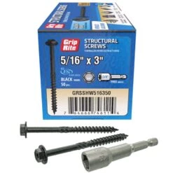 Grip-Rite 5/16 In. Wire X 3 In. L Star Hex Washer Head Structural Screws 50 Pk