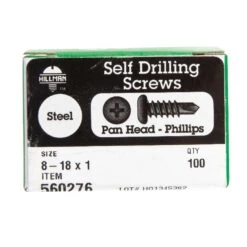 Hillman No. 8-18 X 1 In. L Phillips Pan Head Self- Drilling Screws 100 Pk
