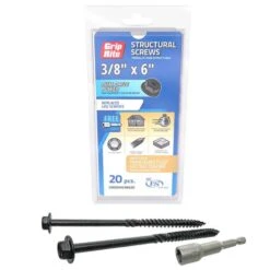 Grip-Rite 3/8 In. Wire X 6 In. L Star Hex Washer Head Structural Screws 20 Pk