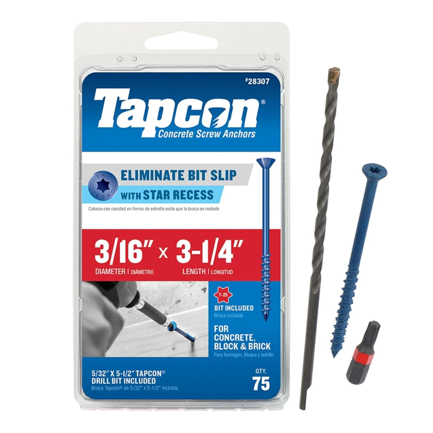 Tapcon 3-1/4 In. L Star Flat Head Concrete Screws 75 Pk 1 Tapcon 3-1/4 In. L Star Flat Head Concrete Screws 75 Pk