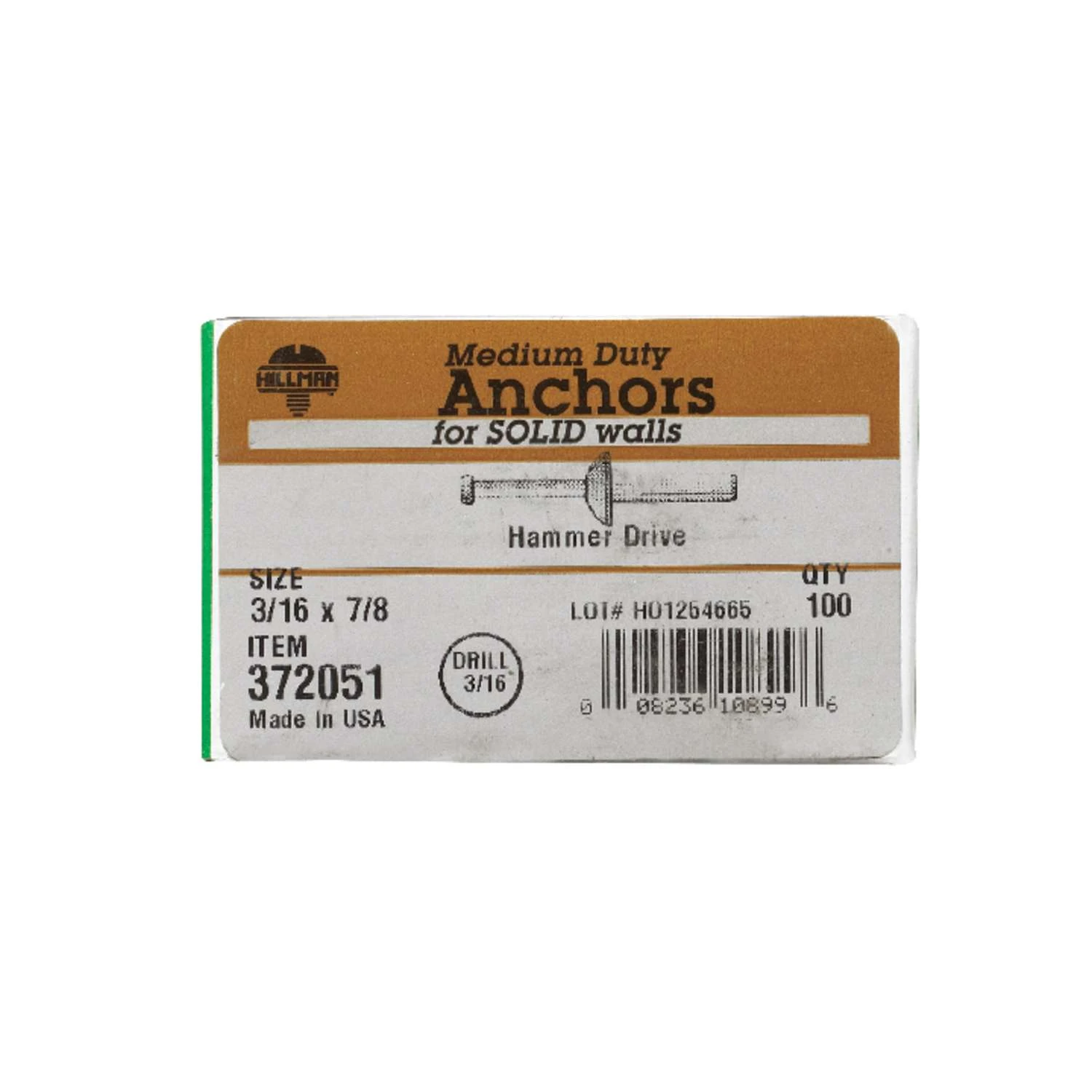 Hillman 3/16 In. D X 7/8 In. L Steel Mushroom Head Hammer Drive Anchor 100 Pk 2 Hillman 3/16 In. D X 7/8 In. L Steel Mushroom Head Hammer Drive Anchor 100 Pk - Image 2