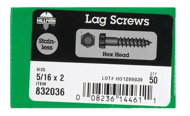 Hillman 5/16 In. X 2 In. L Hex Stainless Steel Lag Screw 50 Pk 2 Hillman 5/16 In. X 2 In. L Hex Stainless Steel Lag Screw 50 Pk - Image 2